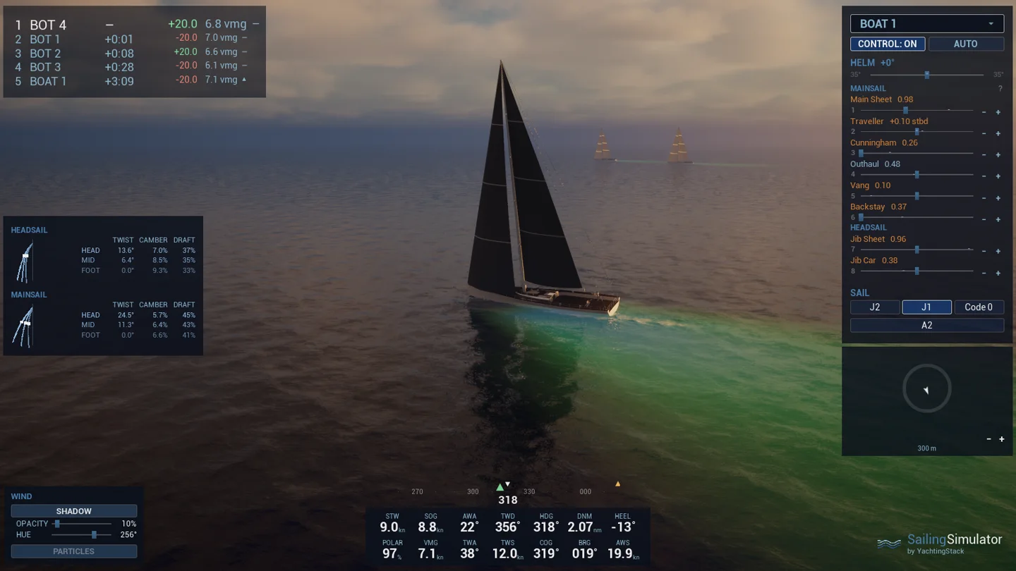 Wind shadow, drawn on the water